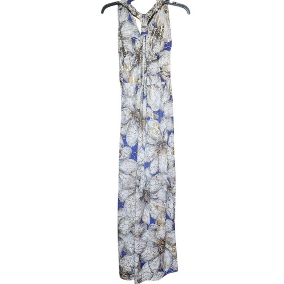 Elegant Blue and White Floral Maxi Dress - Picture 2 of 3